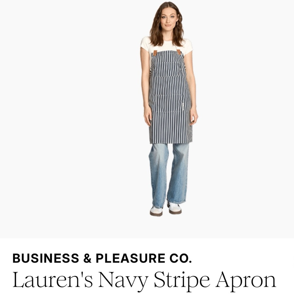Business & Pleasure Co. Navy and White Striped Apron with 3 Pockets